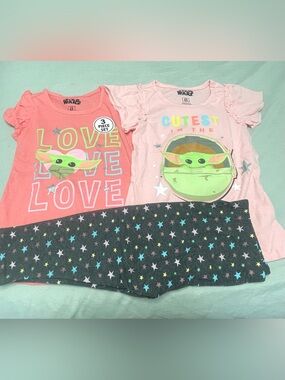 Star Wars Kids Set - Pink & Coral Tops with Gray Star leggings